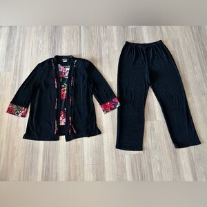 VTG Christina Hope Outfit Set 3 Piece Floral Acetate Slinky Knit Women M Artsy